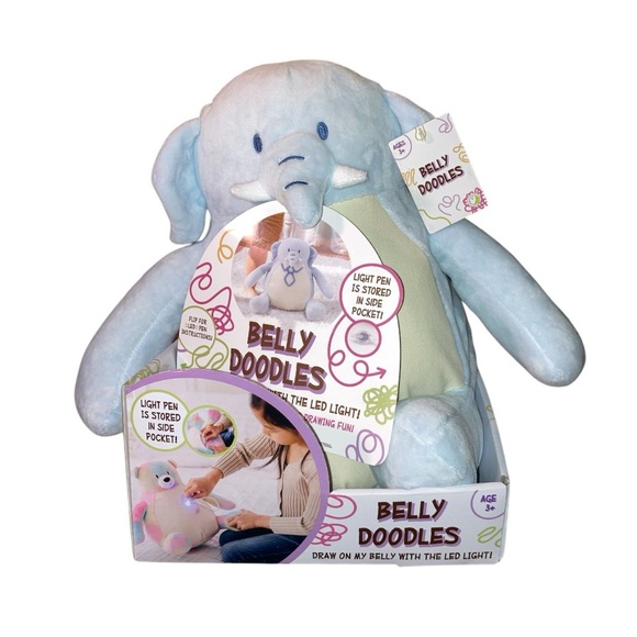 Animal Adventures Belly Doodles Plush Elephant With Pen - Picture 7 of 9